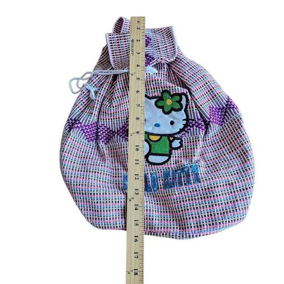 Hello kitty woven multicolor backpack Drawstring boho embroidered - Picture 4 of 6